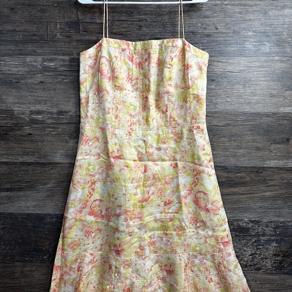 Ann Taylor Floral Spaghetti Strap Linen Sundress Size 12 - Picture 1 of 9